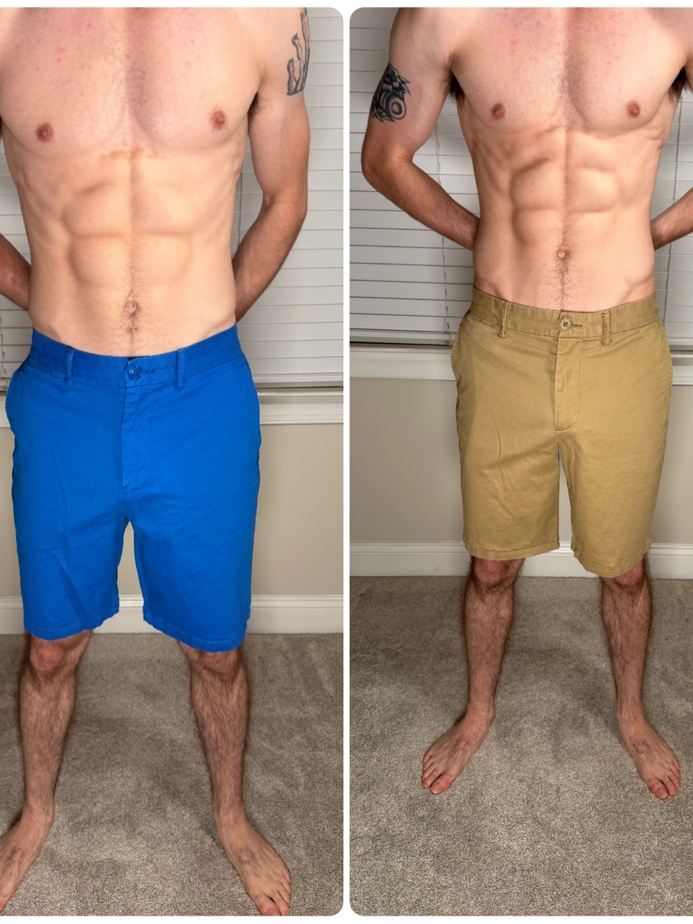 Men’s 2 Old Navy Casual Slim Chino Shorts - Blue & Khaki 34